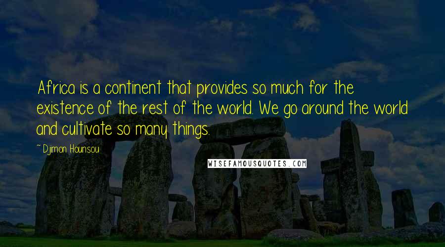 Djimon Hounsou Quotes: Africa is a continent that provides so much for the existence of the rest of the world. We go around the world and cultivate so many things.