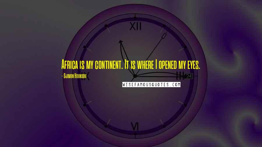 Djimon Hounsou Quotes: Africa is my continent. It is where I opened my eyes.