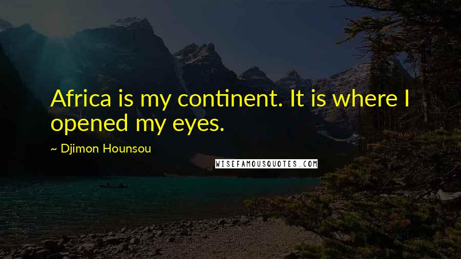 Djimon Hounsou Quotes: Africa is my continent. It is where I opened my eyes.