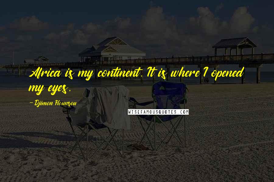 Djimon Hounsou Quotes: Africa is my continent. It is where I opened my eyes.