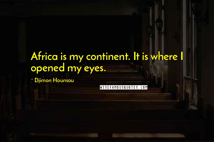 Djimon Hounsou Quotes: Africa is my continent. It is where I opened my eyes.