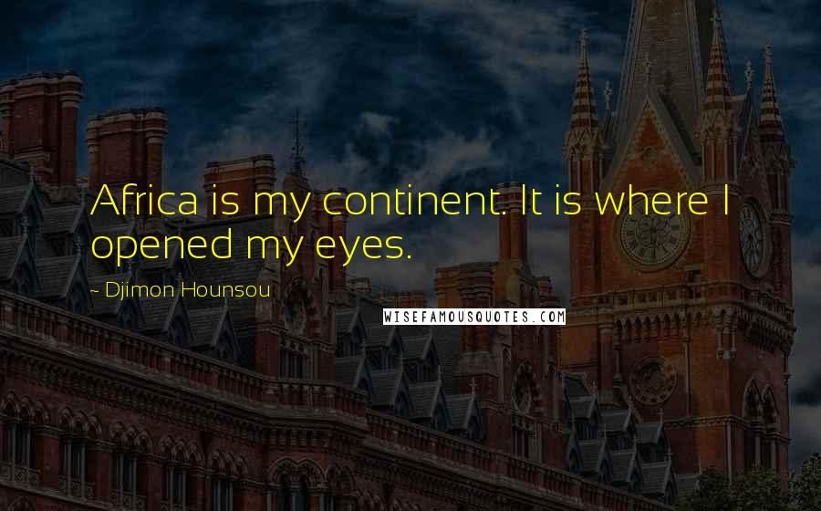 Djimon Hounsou Quotes: Africa is my continent. It is where I opened my eyes.