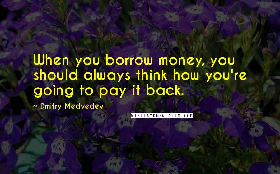 Dmitry Medvedev Quotes: When you borrow money, you should always think how you're going to pay it back.