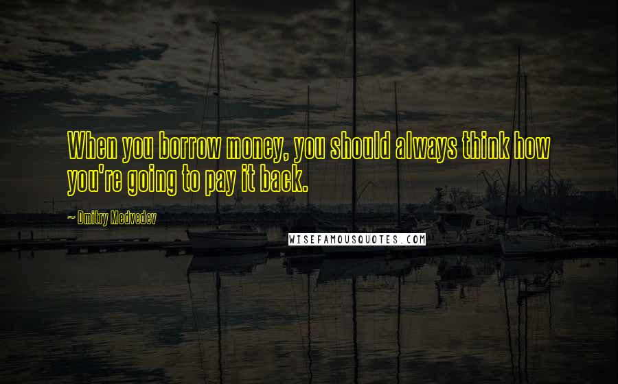 Dmitry Medvedev Quotes: When you borrow money, you should always think how you're going to pay it back.