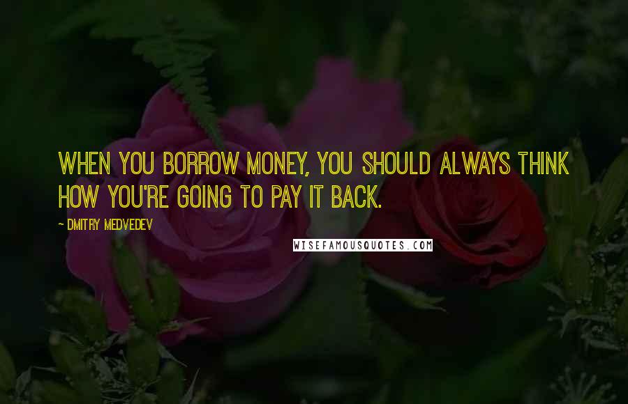 Dmitry Medvedev Quotes: When you borrow money, you should always think how you're going to pay it back.
