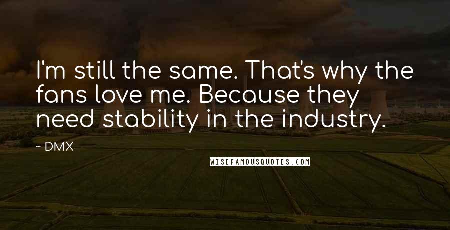 DMX Quotes: I'm still the same. That's why the fans love me. Because they need stability in the industry.