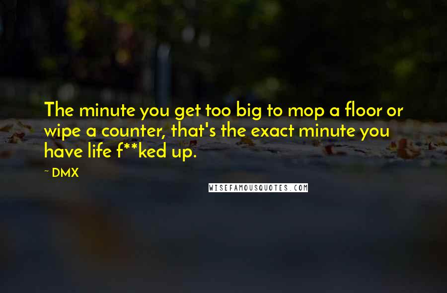 DMX Quotes: The minute you get too big to mop a floor or wipe a counter, that's the exact minute you have life f**ked up.