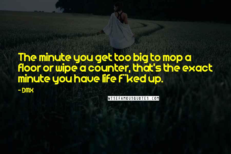 DMX Quotes: The minute you get too big to mop a floor or wipe a counter, that's the exact minute you have life f**ked up.