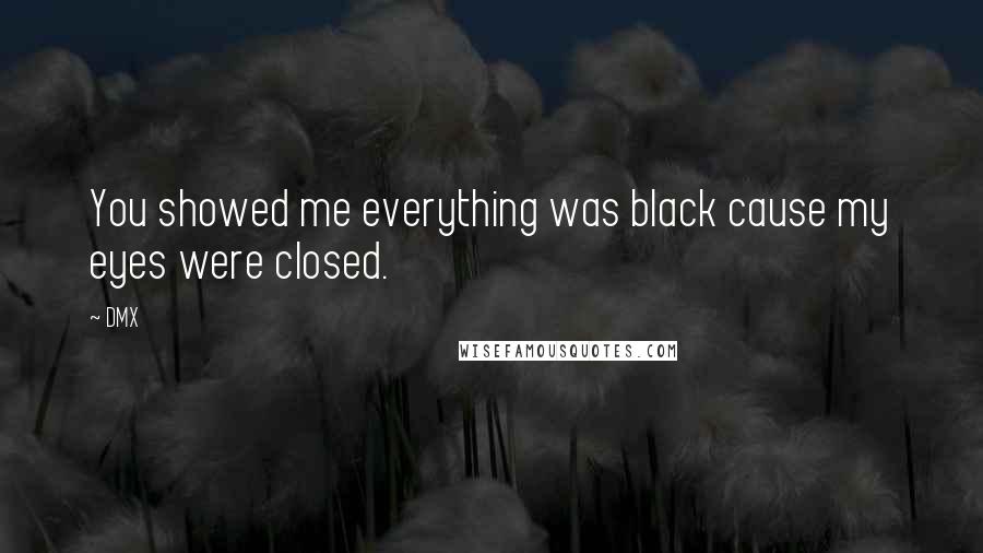 DMX Quotes: You showed me everything was black cause my eyes were closed.