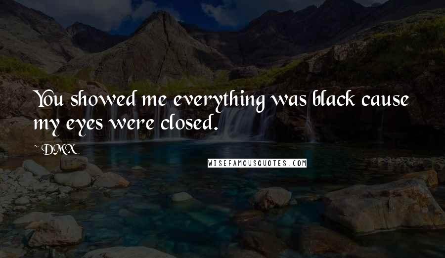 DMX Quotes: You showed me everything was black cause my eyes were closed.