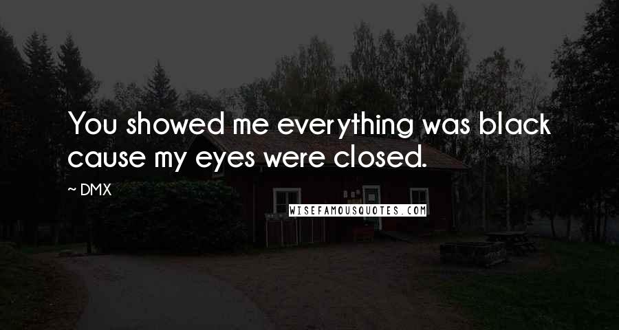 DMX Quotes: You showed me everything was black cause my eyes were closed.