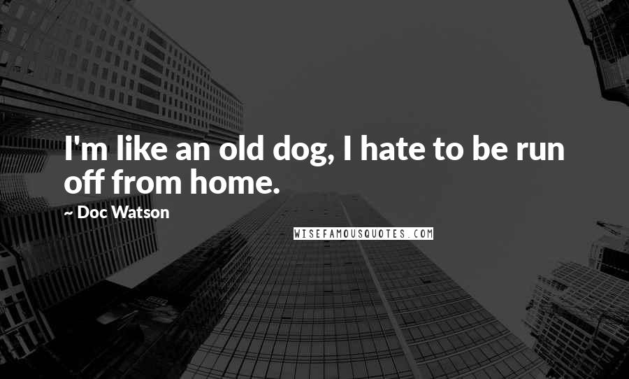 Doc Watson Quotes: I'm like an old dog, I hate to be run off from home.