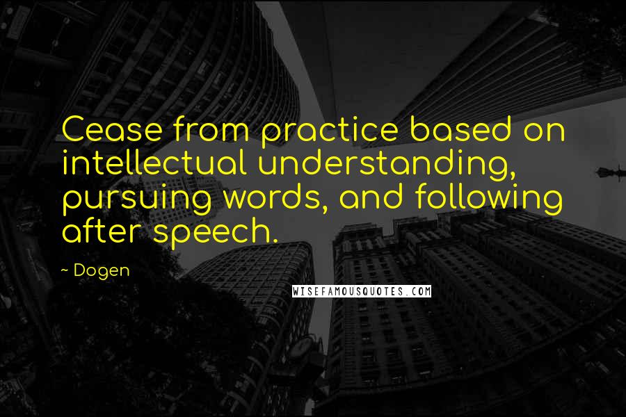 Dogen Quotes: Cease from practice based on intellectual understanding, pursuing words, and following after speech.