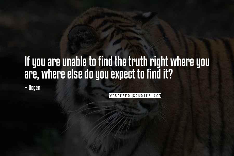 Dogen Quotes: If you are unable to find the truth right where you are, where else do you expect to find it?