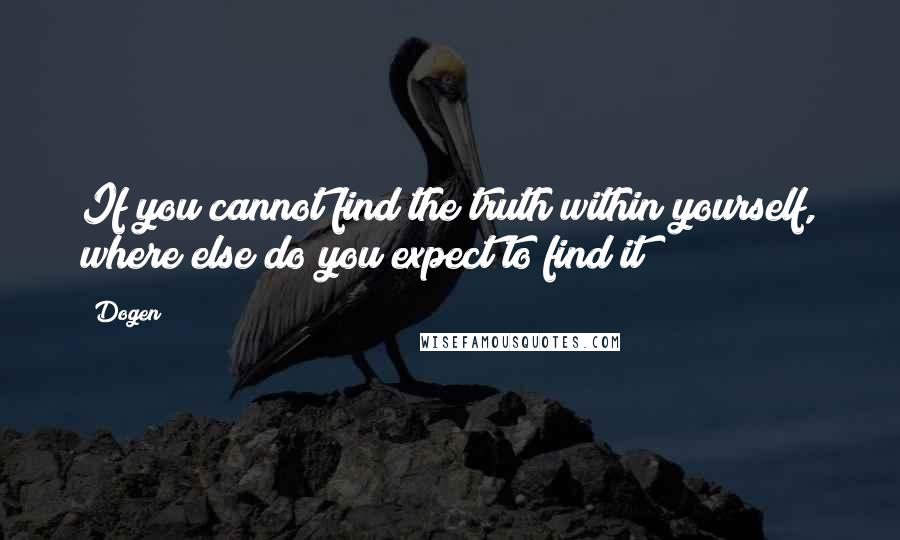 Dogen Quotes: If you cannot find the truth within yourself, where else do you expect to find it?