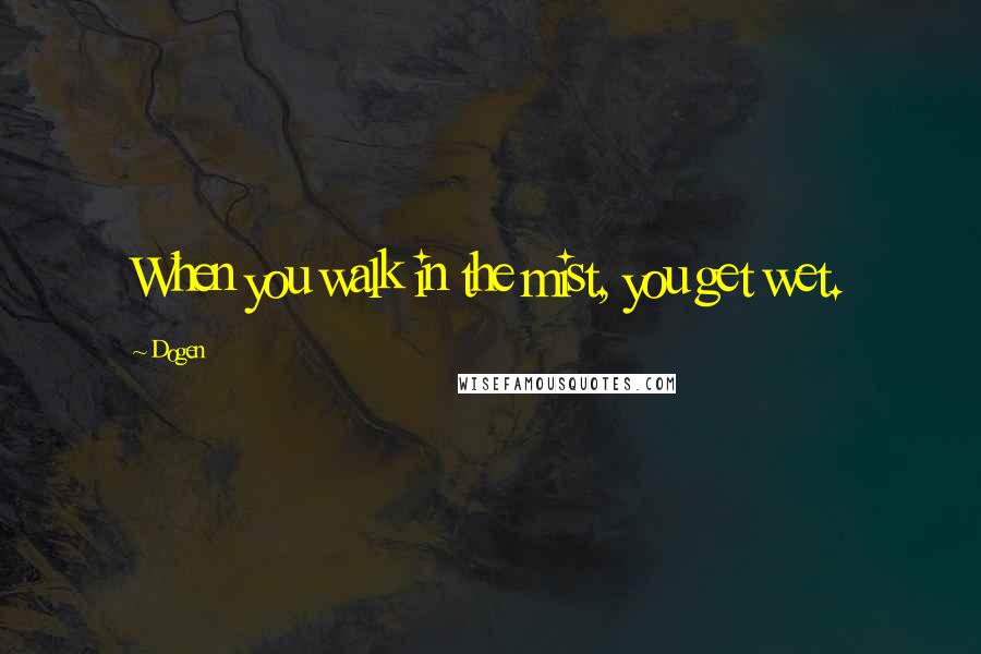 Dogen Quotes: When you walk in the mist, you get wet.