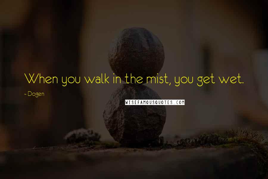 Dogen Quotes: When you walk in the mist, you get wet.