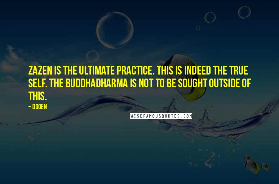 Dogen Quotes: Zazen is the ultimate practice. This is indeed the True Self. The Buddhadharma is not to be sought outside of this.