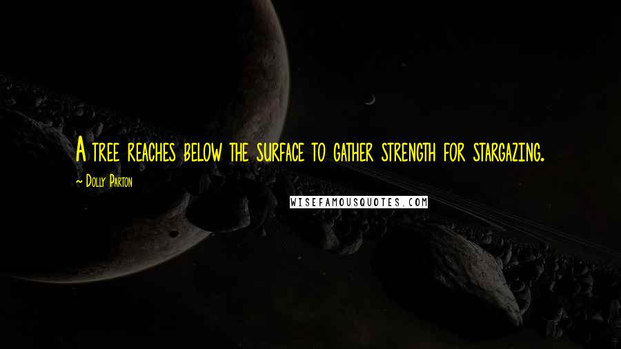 Dolly Parton Quotes: A tree reaches below the surface to gather strength for stargazing.