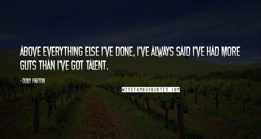 Dolly Parton Quotes: Above everything else I've done, I've always said I've had more guts than I've got talent.