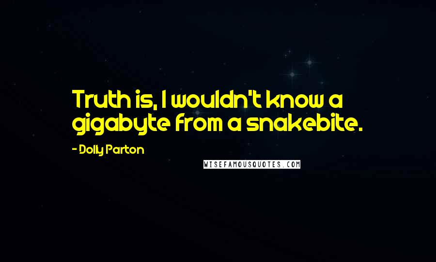 Dolly Parton Quotes: Truth is, I wouldn't know a gigabyte from a snakebite.