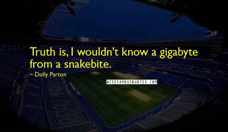 Dolly Parton Quotes: Truth is, I wouldn't know a gigabyte from a snakebite.