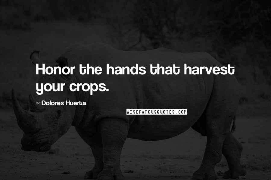 Dolores Huerta Quotes: Honor the hands that harvest your crops.