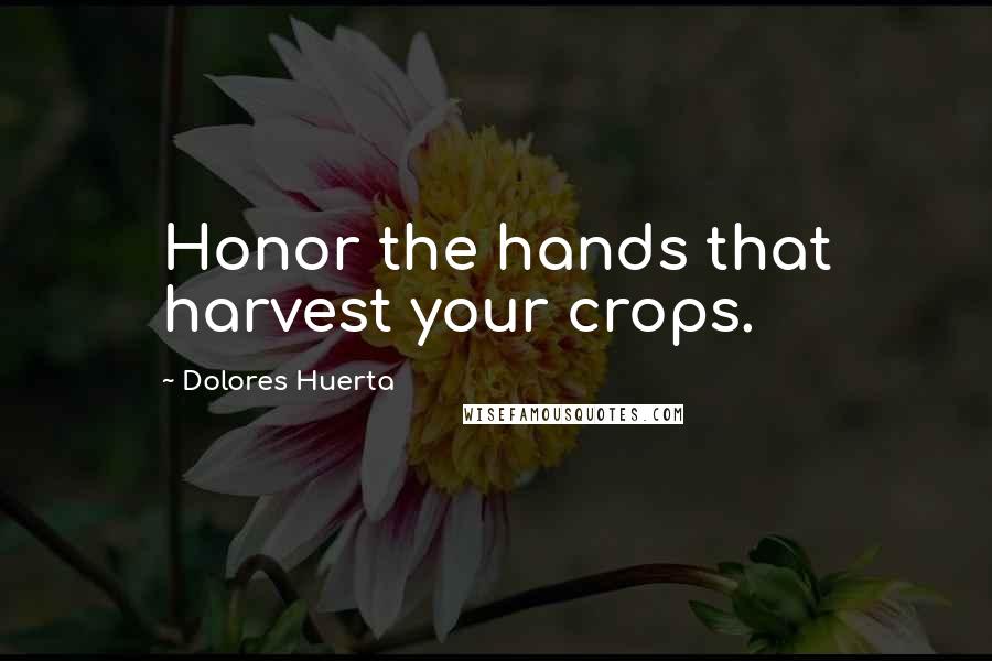 Dolores Huerta Quotes: Honor the hands that harvest your crops.