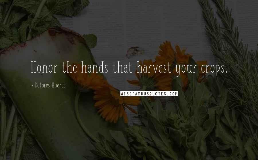 Dolores Huerta Quotes: Honor the hands that harvest your crops.