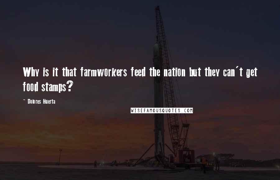 Dolores Huerta Quotes: Why is it that farmworkers feed the nation but they can't get food stamps?