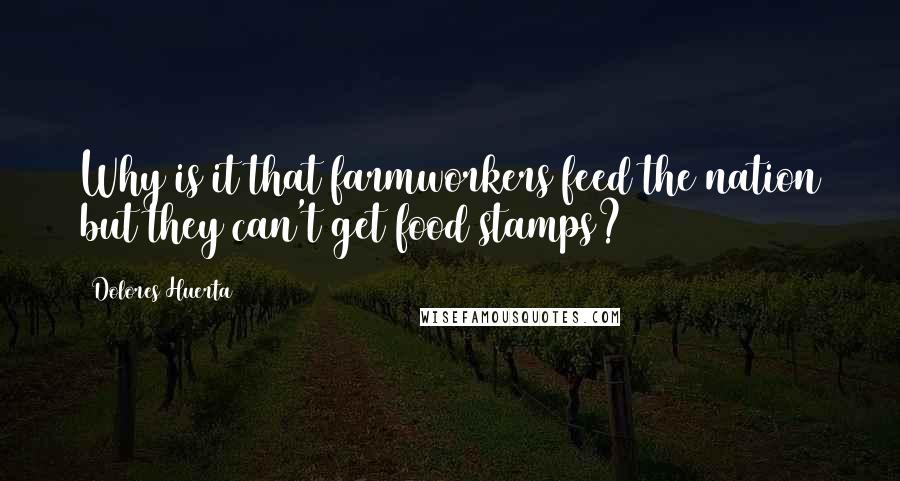 Dolores Huerta Quotes: Why is it that farmworkers feed the nation but they can't get food stamps?