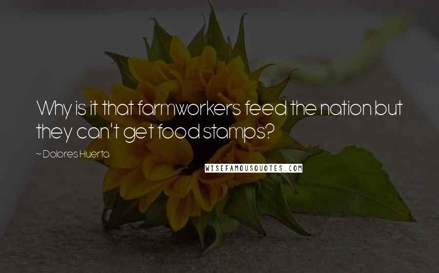 Dolores Huerta Quotes: Why is it that farmworkers feed the nation but they can't get food stamps?