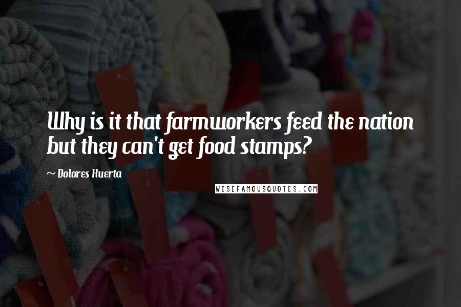 Dolores Huerta Quotes: Why is it that farmworkers feed the nation but they can't get food stamps?