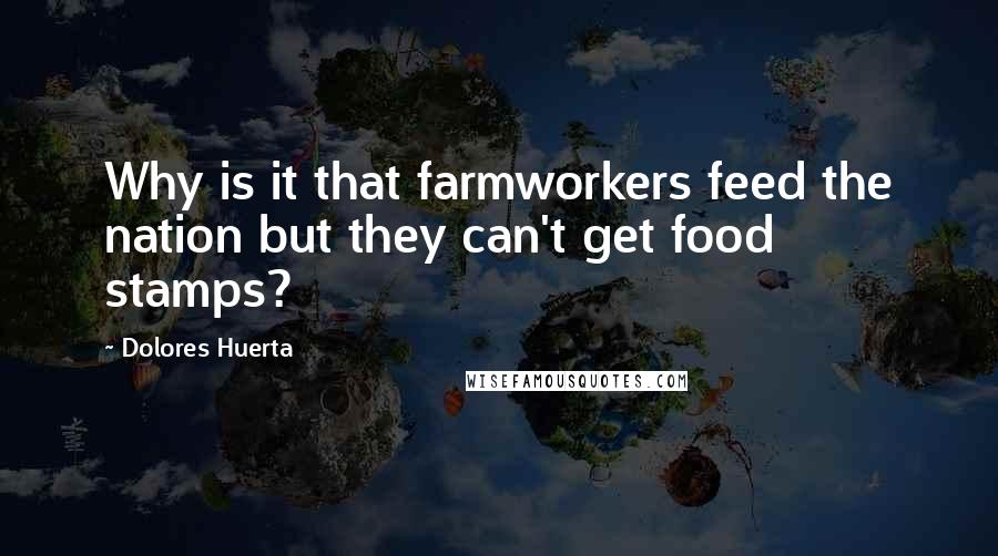 Dolores Huerta Quotes: Why is it that farmworkers feed the nation but they can't get food stamps?