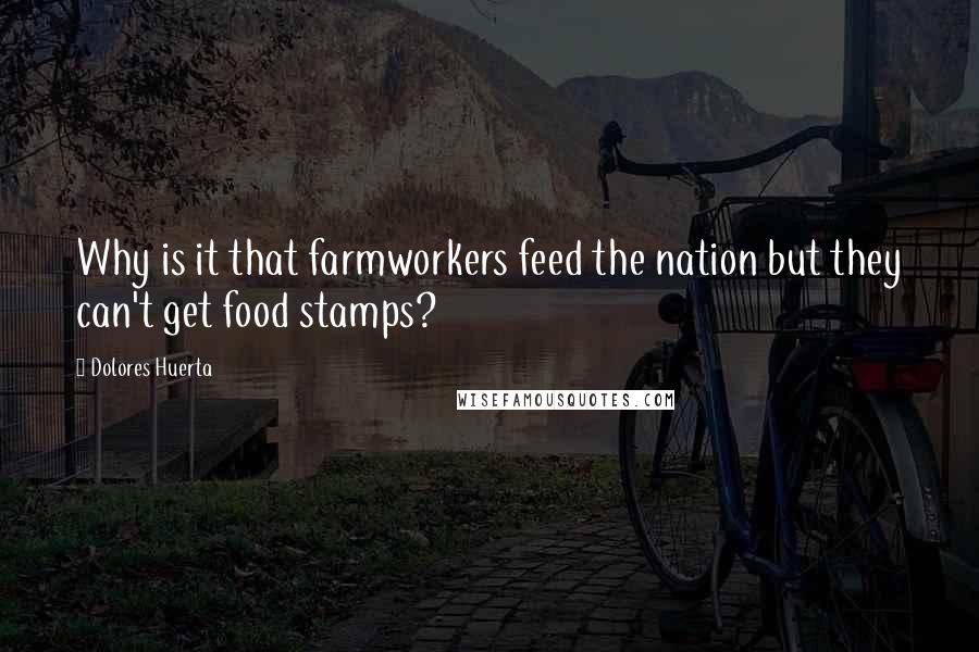 Dolores Huerta Quotes: Why is it that farmworkers feed the nation but they can't get food stamps?