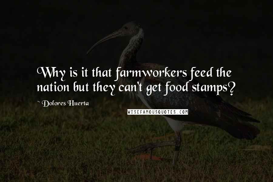 Dolores Huerta Quotes: Why is it that farmworkers feed the nation but they can't get food stamps?