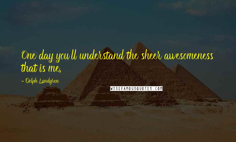 Dolph Lundgren Quotes: One day you'll understand the sheer awesomeness that is me.