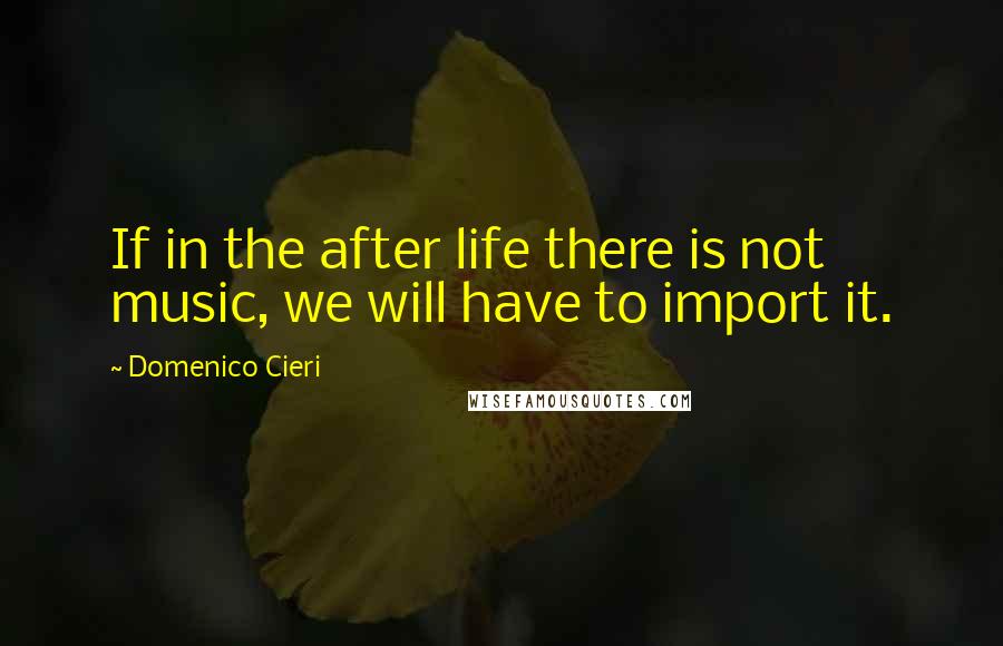 Domenico Cieri Quotes: If in the after life there is not music, we will have to import it.