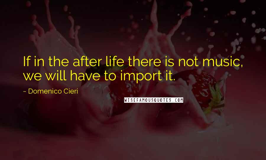 Domenico Cieri Quotes: If in the after life there is not music, we will have to import it.