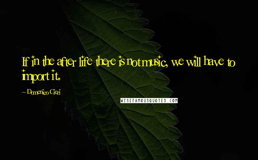 Domenico Cieri Quotes: If in the after life there is not music, we will have to import it.