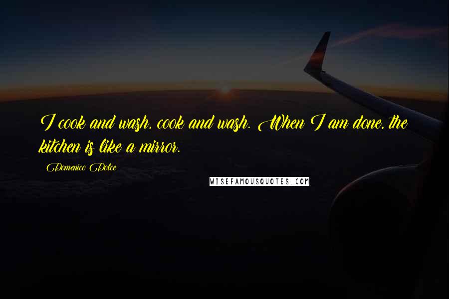 Domenico Dolce Quotes: I cook and wash, cook and wash. When I am done, the kitchen is like a mirror.