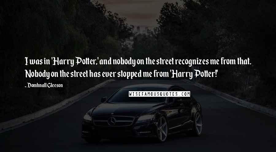 Domhnall Gleeson Quotes: I was in 'Harry Potter,' and nobody on the street recognizes me from that. Nobody on the street has ever stopped me from 'Harry Potter!'