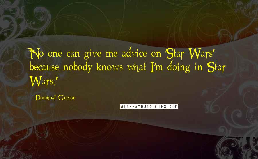 Domhnall Gleeson Quotes: No one can give me advice on 'Star Wars' because nobody knows what I'm doing in 'Star Wars.'