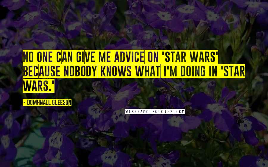 Domhnall Gleeson Quotes: No one can give me advice on 'Star Wars' because nobody knows what I'm doing in 'Star Wars.'