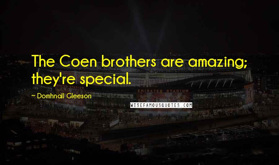 Domhnall Gleeson Quotes: The Coen brothers are amazing; they're special.