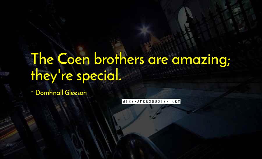 Domhnall Gleeson Quotes: The Coen brothers are amazing; they're special.