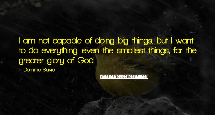 Dominic Savio Quotes: I am not capable of doing big things, but I want to do everything, even the smallest things, for the greater glory of God.