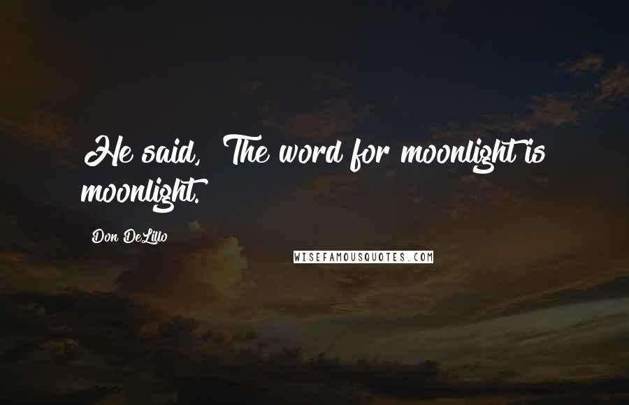 Don DeLillo Quotes: He said, "The word for moonlight is moonlight.