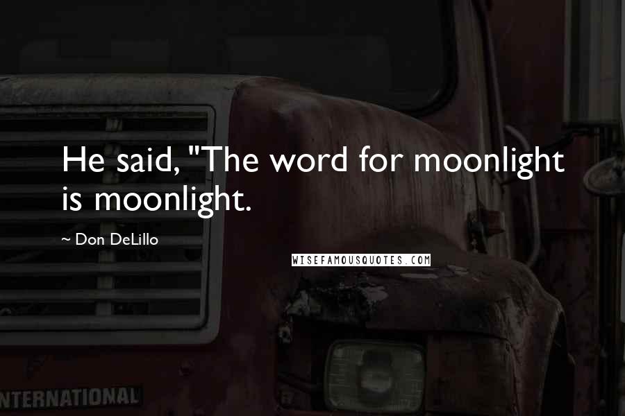 Don DeLillo Quotes: He said, "The word for moonlight is moonlight.