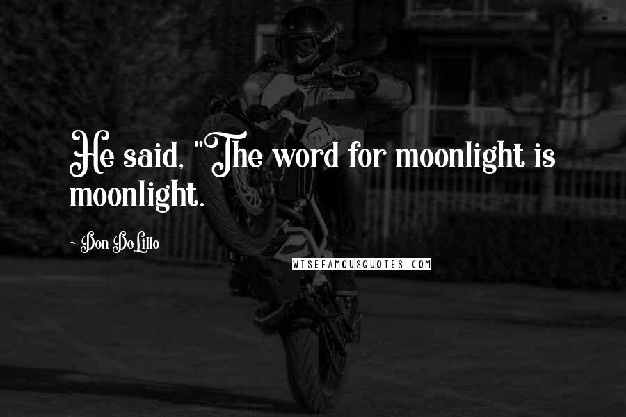 Don DeLillo Quotes: He said, "The word for moonlight is moonlight.